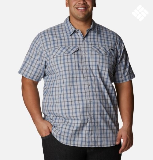 Men's Columbia Silver Ridge Lite Plaid Short Sleeve Shirts Navy | Plus Size CA-NC06A